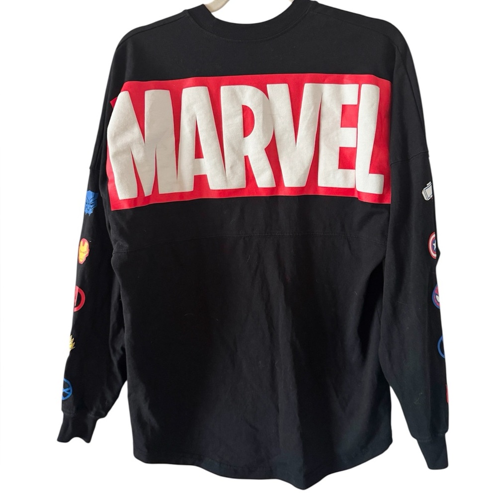 Marvel Black Shirt with Red and White Logo Spirt Jersey Size Small authentic